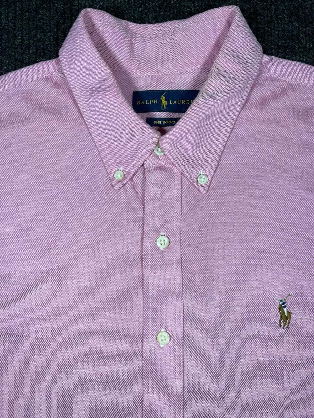 Ralph Lauren Knit Oxford Shirt Size XL Pink Long Sleeve Button Down